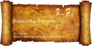 Kopeczky Ferenc névjegykártya